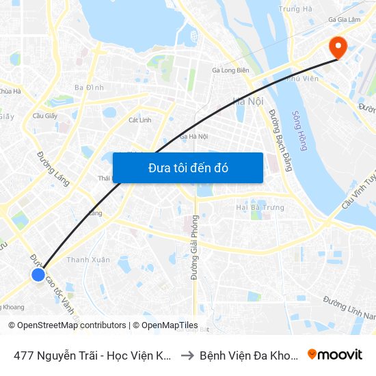 477 Nguyễn Trãi - Học Viện Khoa Học Xã Hội to Bệnh Viện Đa Khoa Tâm Anh map