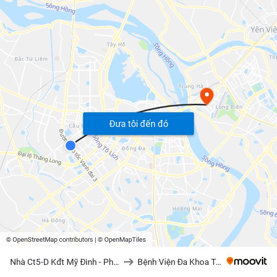 Nhà Ct5-D Kđt Mỹ Đình - Phạm Hùng to Bệnh Viện Đa Khoa Tâm Anh map