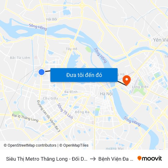 Siêu Thị Metro Thăng Long - Đối Diện Ngõ 599 Phạm Văn Đồng to Bệnh Viện Đa Khoa Tâm Anh map