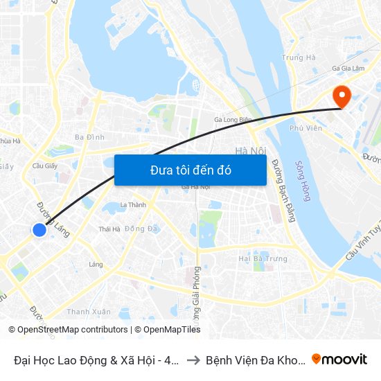 Đại Học Lao Động & Xã Hội - 43 Trần Duy Hưng to Bệnh Viện Đa Khoa Tâm Anh map