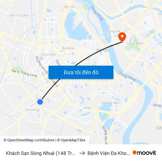 Khách Sạn Sông Nhuệ (148 Trần Phú- Hà Đông) to Bệnh Viện Đa Khoa Tâm Anh map