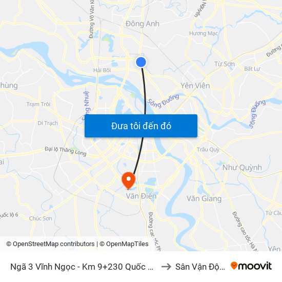 Ngã 3 Vĩnh Ngọc - Km 9+230 Quốc Lộ 3 to Sân Vận Động map