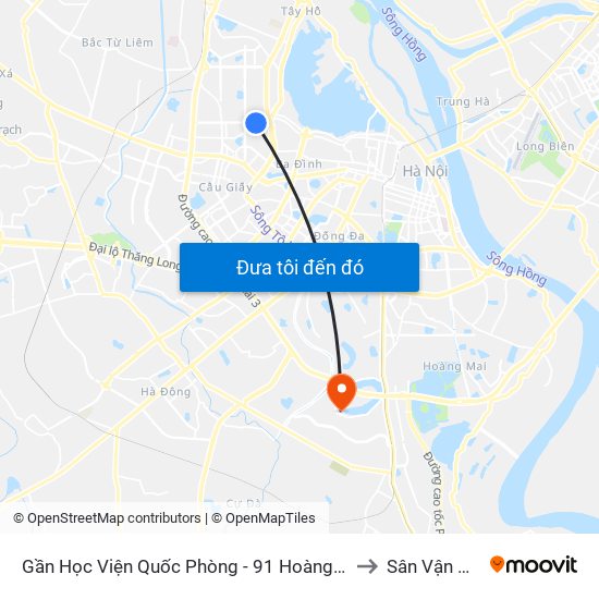 Gần Học Viện Quốc Phòng - 91 Hoàng Quốc Việt to Sân Vận Động map