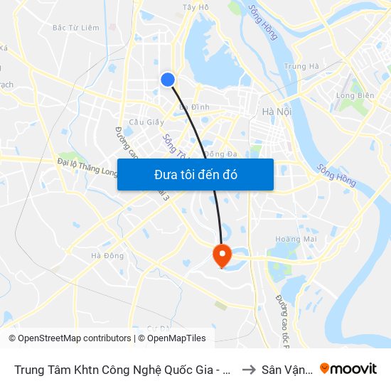 Trung Tâm Khtn Công Nghệ Quốc Gia - 18 Hoàng Quốc Việt to Sân Vận Động map