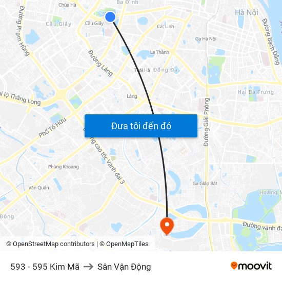 593 - 595 Kim Mã to Sân Vận Động map