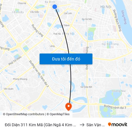 Đối Diện 311 Kim Mã (Gần Ngã 4 Kim Mã - Vạn Bảo) to Sân Vận Động map