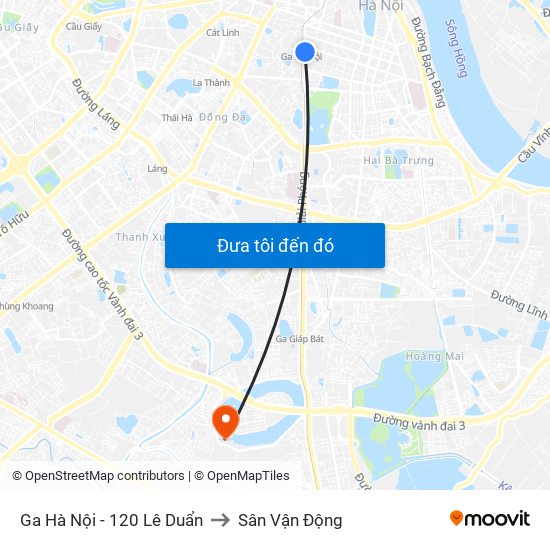 Ga Hà Nội - 120 Lê Duẩn to Sân Vận Động map