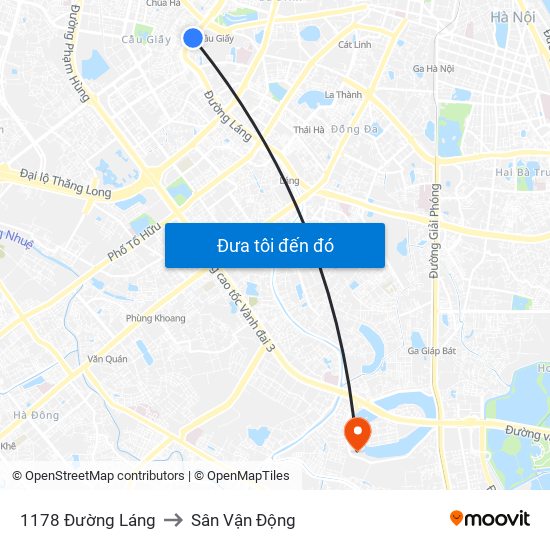 1178 Đường Láng to Sân Vận Động map