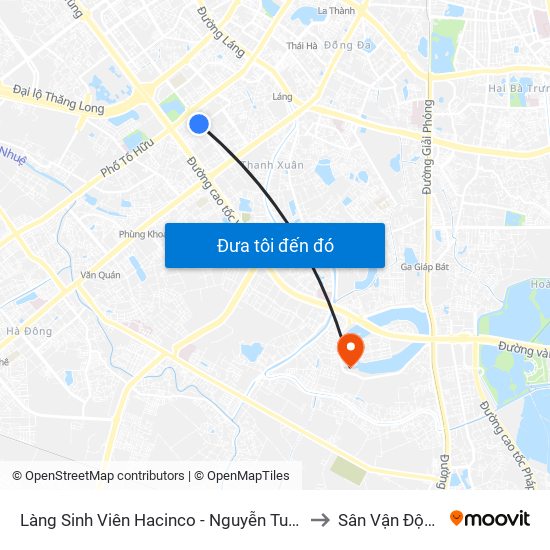 Làng Sinh Viên Hacinco - Nguyễn Tuân to Sân Vận Động map