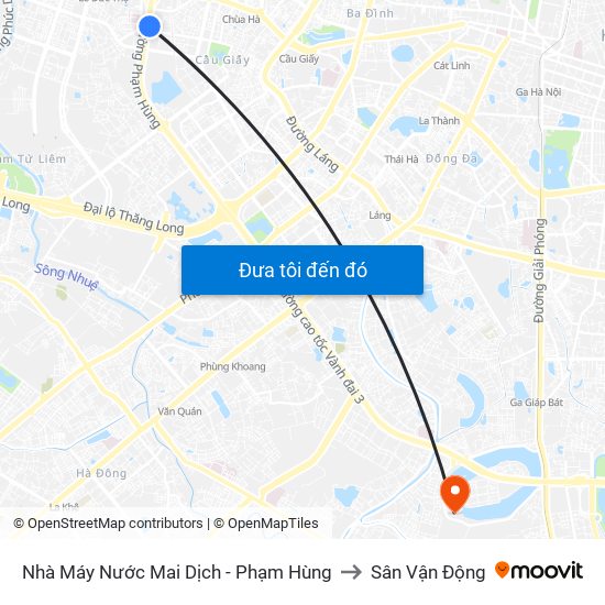 Nhà Máy Nước Mai Dịch - Phạm Hùng to Sân Vận Động map