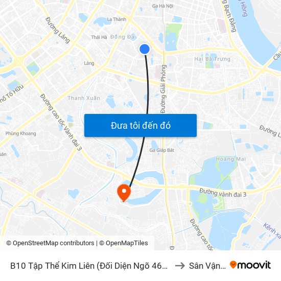 B10 Tập Thể Kim Liên (Đối Diện Ngõ 46b Phạm Ngọc Thạch) to Sân Vận Động map