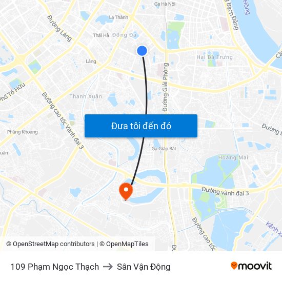 109 Phạm Ngọc Thạch to Sân Vận Động map