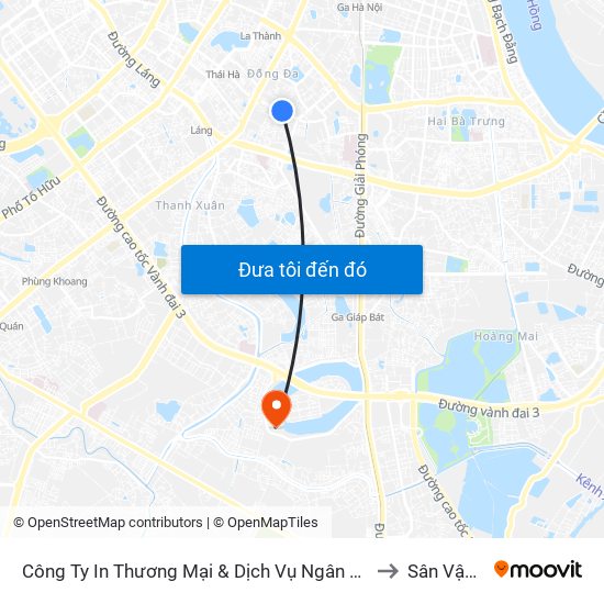 Công Ty In Thương Mại & Dịch Vụ Ngân Hàng - Số 10 Chùa Bộc to Sân Vận Động map