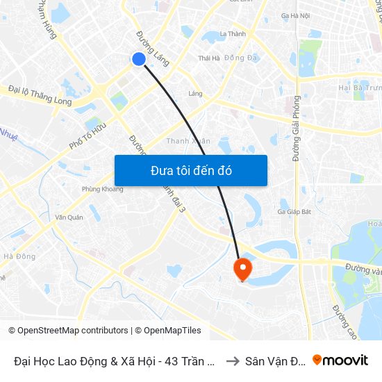 Đại Học Lao Động & Xã Hội - 43 Trần Duy Hưng to Sân Vận Động map