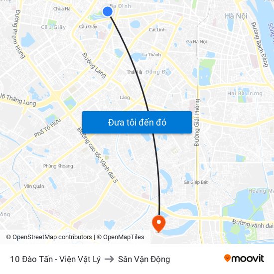 10 Đào Tấn - Viện Vật Lý to Sân Vận Động map