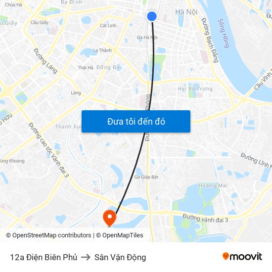 12a Điện Biên Phủ to Sân Vận Động map