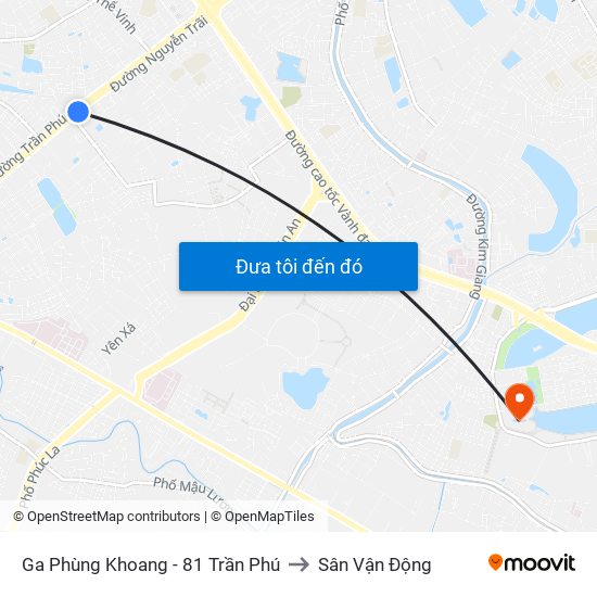 Ga Phùng Khoang - 81 Trần Phú to Sân Vận Động map