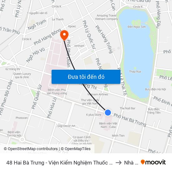 48 Hai Bà Trưng - Viện Kiểm Nghiệm Thuốc Trung Ương to Nhà B8 map