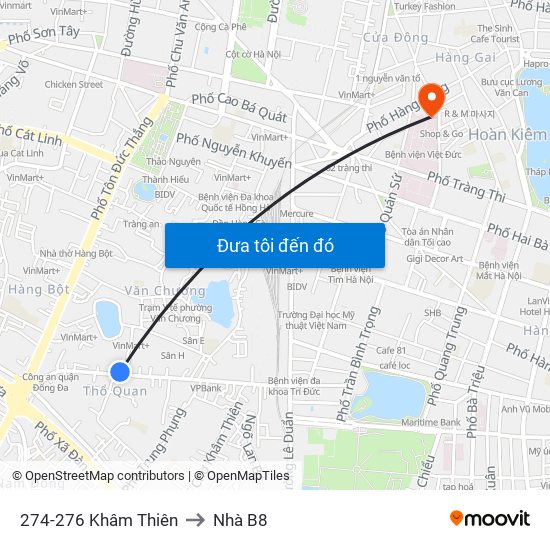 274-276 Khâm Thiên to Nhà B8 map