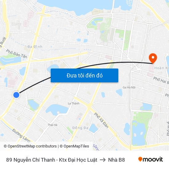 89 Nguyễn Chí Thanh - Ktx Đại Học Luật to Nhà B8 map