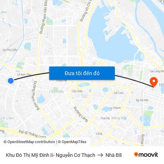 Khu Đô Thị Mỹ Đình Ii- Nguyễn Cơ Thạch to Nhà B8 map