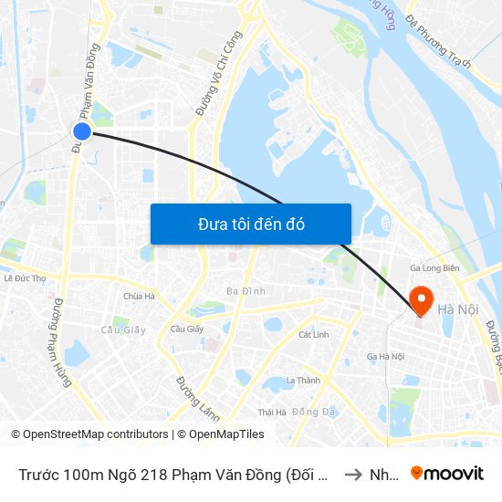 Trước 100m Ngõ 218 Phạm Văn Đồng (Đối Diện Công Viên Hòa Bình) to Nhà B8 map