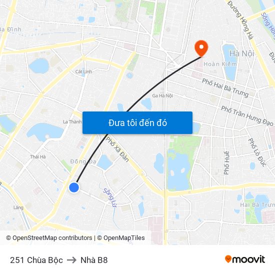 251 Chùa Bộc to Nhà B8 map