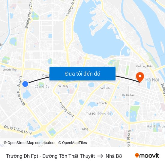 Trường Đh Fpt - Đường Tôn Thất Thuyết to Nhà B8 map