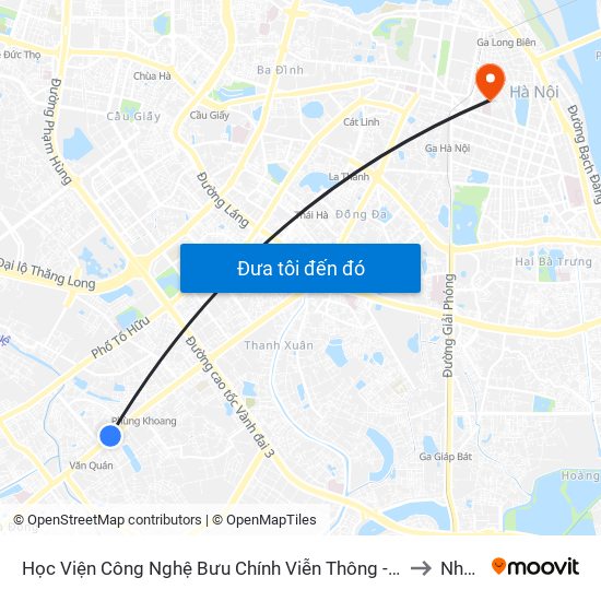 Học Viện Công Nghệ Bưu Chính Viễn Thông - Trần Phú (Hà Đông) to Nhà B8 map