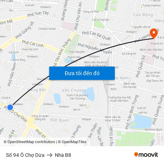 Số 94 Ô Chợ Dừa to Nhà B8 map