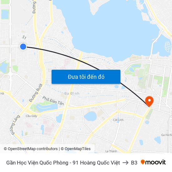 Gần Học Viện Quốc Phòng - 91 Hoàng Quốc Việt to B3 map