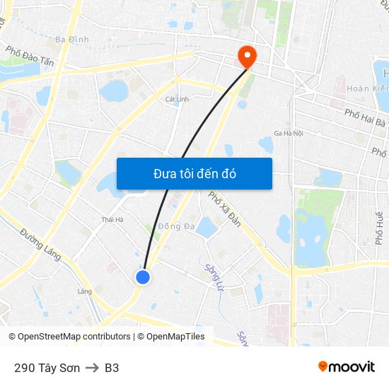 290 Tây Sơn to B3 map