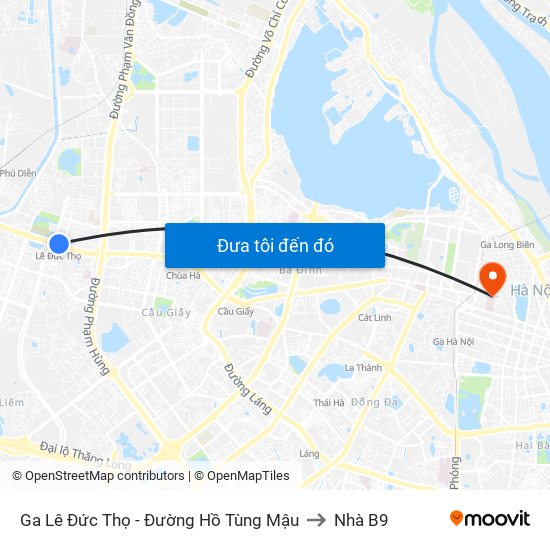 Ga Lê Đức Thọ - Đường Hồ Tùng Mậu to Nhà B9 map