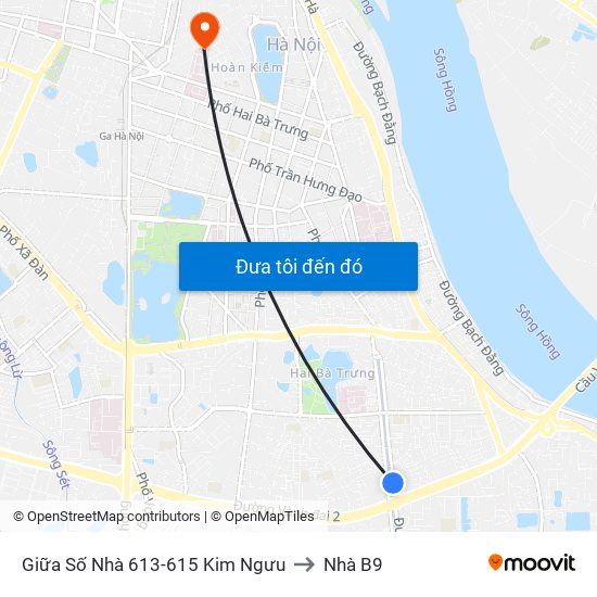 Giữa Số Nhà 613-615 Kim Ngưu to Nhà B9 map