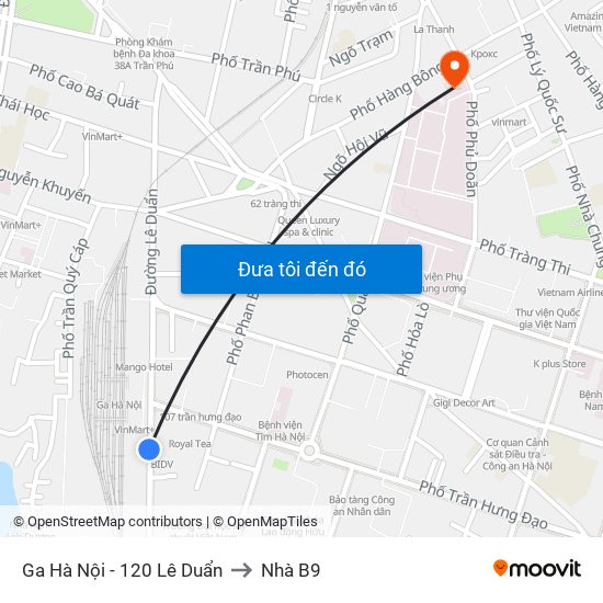 Ga Hà Nội - 120 Lê Duẩn to Nhà B9 map