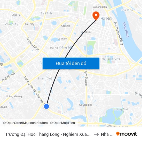 Trường Đại Học Thăng Long - Nghiêm Xuân Yêm to Nhà B9 map