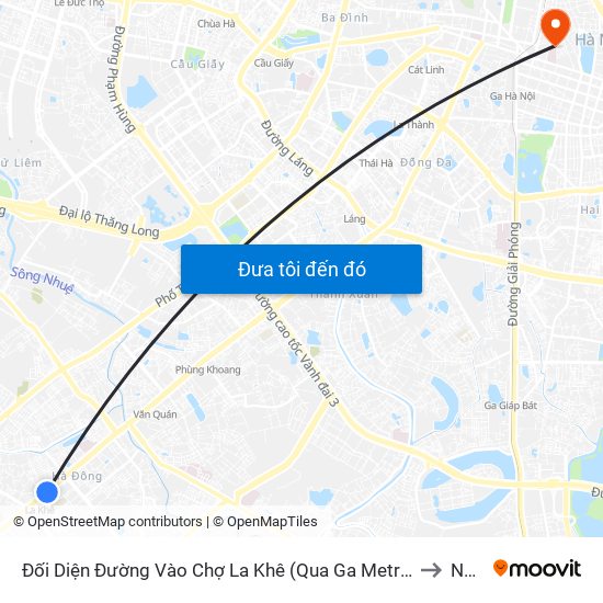 Đối Diện Đường Vào Chợ La Khê (Qua Ga Metro La Khê) - 405 Quang Trung (Hà Đông) to Nhà B9 map