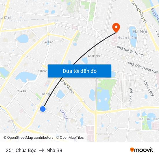 251 Chùa Bộc to Nhà B9 map
