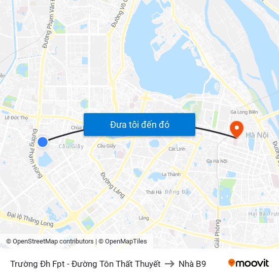 Trường Đh Fpt - Đường Tôn Thất Thuyết to Nhà B9 map