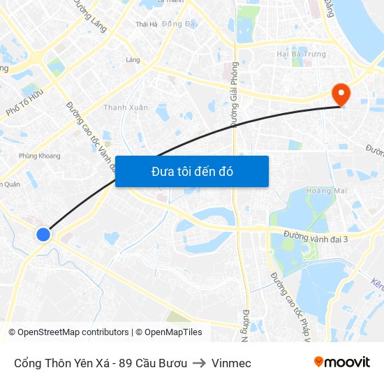 Cổng Thôn Yên Xá - 89 Cầu Bươu to Vinmec map