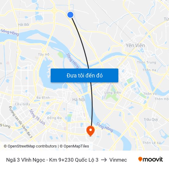 Ngã 3 Vĩnh Ngọc - Km 9+230 Quốc Lộ 3 to Vinmec map