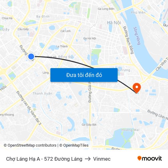 Chợ Láng Hạ A - 572 Đường Láng to Vinmec map