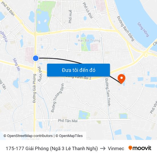 175-177 Giải Phóng (Ngã 3 Lê Thanh Nghị) to Vinmec map