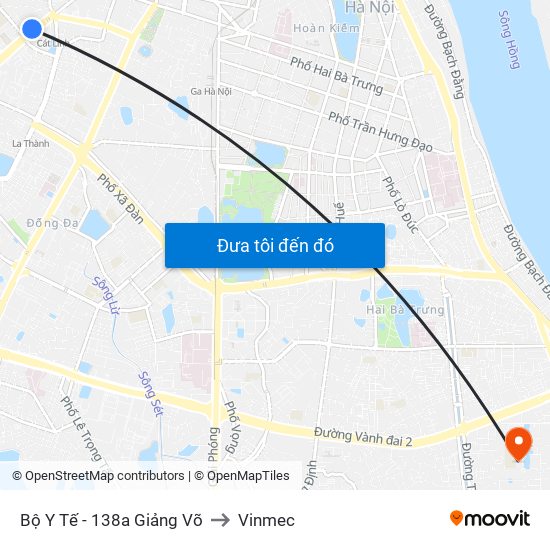 Bộ Y Tế - 138a Giảng Võ to Vinmec map