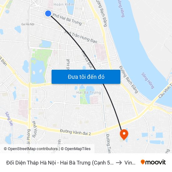 Đối Diện Tháp Hà Nội - Hai Bà Trưng (Cạnh 56 Hai Bà Trưng) to Vinmec map