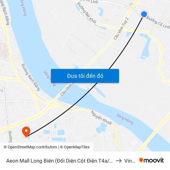 Aeon Mall Long Biên (Đối Diện Cột Điện T4a/2a-B Đường Cổ Linh) to Vinmec map