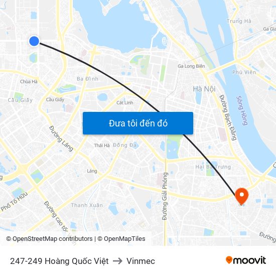 247-249 Hoàng Quốc Việt to Vinmec map