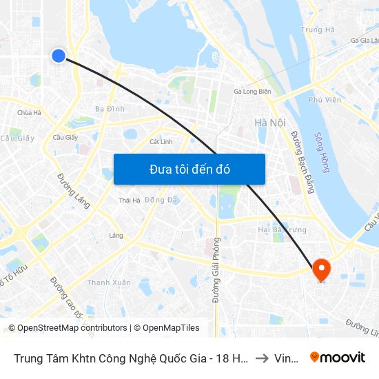 Trung Tâm Khtn Công Nghệ Quốc Gia - 18 Hoàng Quốc Việt to Vinmec map