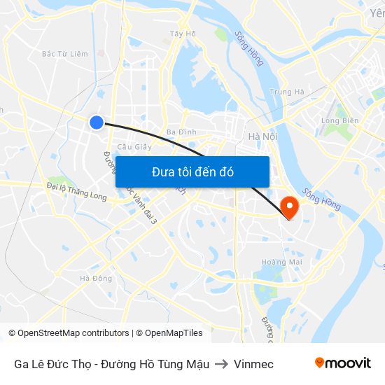 Ga Lê Đức Thọ - Đường Hồ Tùng Mậu to Vinmec map