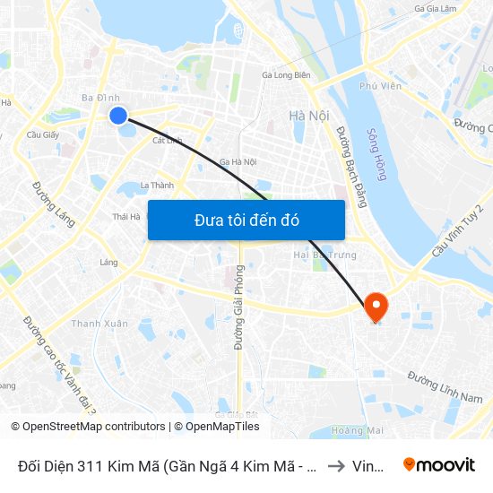 Đối Diện 311 Kim Mã (Gần Ngã 4 Kim Mã - Vạn Bảo) to Vinmec map